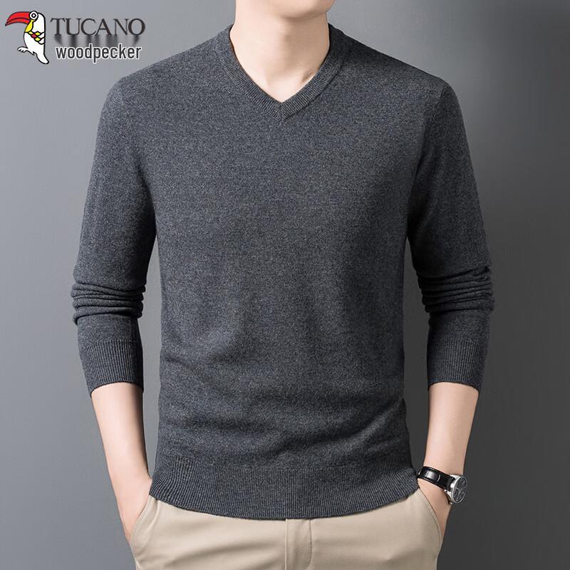 TUCANO Men's 100% Wool V-Neck Thermal Base Layer Sweater