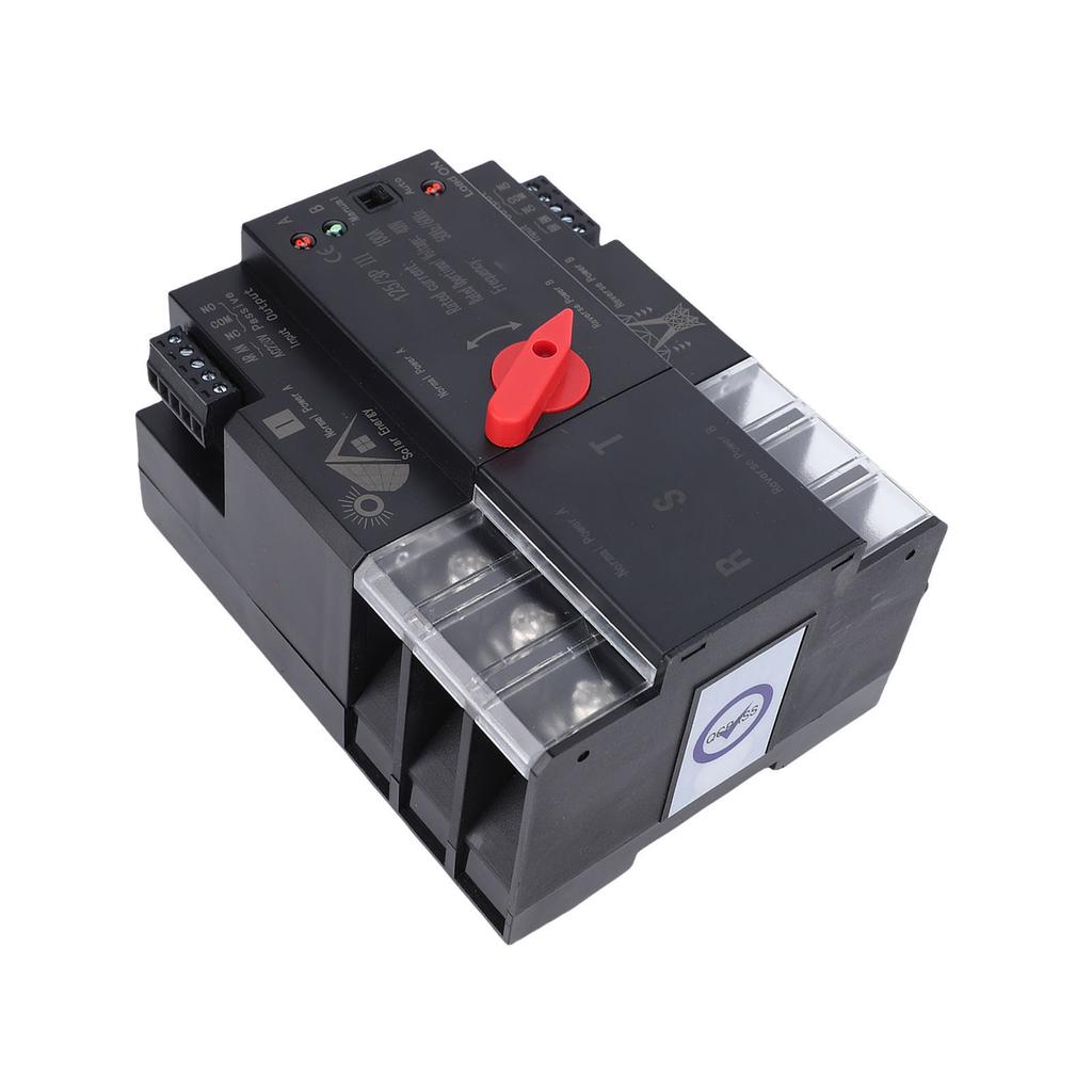 Dual Power Automatic Transfer Switch Uninterrupted ATS 3P 100A Din Rail Mount Toggle Controller PV Mains Supply