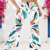 Women Plus Size High Waist Printed Full Length Flared Pants