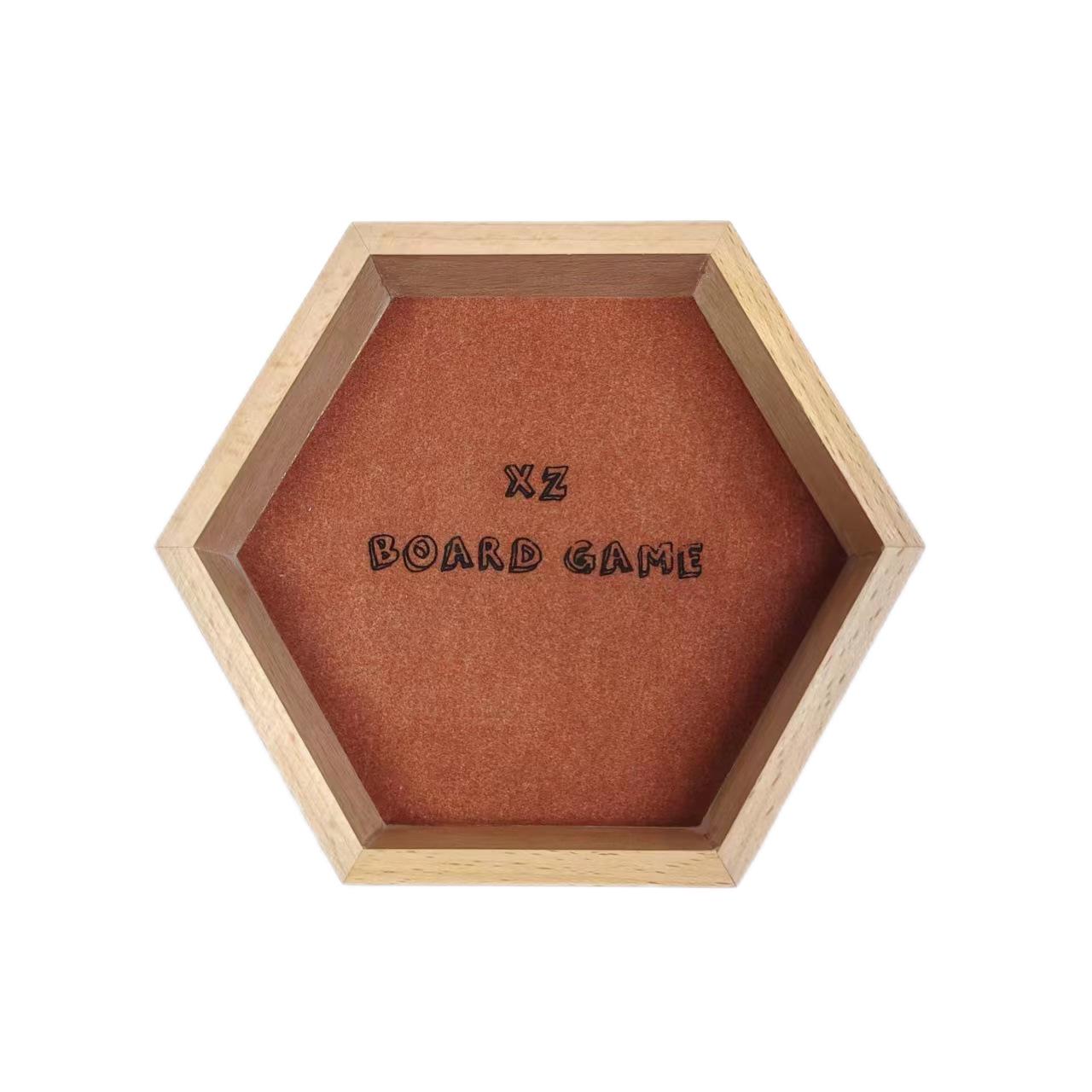 

Hexagonal Solid Wood Dice Tray - Practical Board Game Accessory коричневый