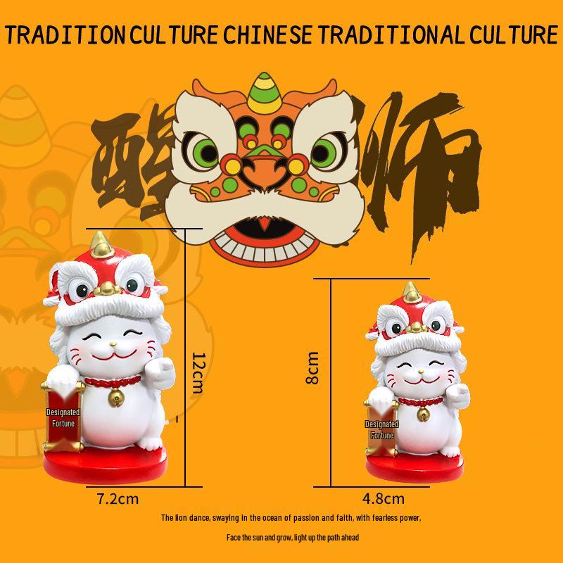 Awakening Lion Dance Lucky Cat Desktop Ornament – High-End Niche Gift Awakening Lion  Designated Prosperity  Small