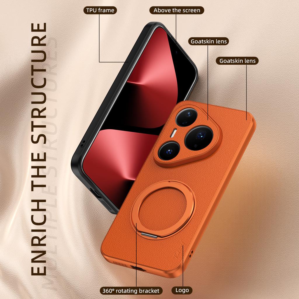 For Huawei Pura 70 80 90S 90 Pro Max Magnetic Wireless Charging Leather Phone Case Silicone Lens Protection Cover Cases Bracket