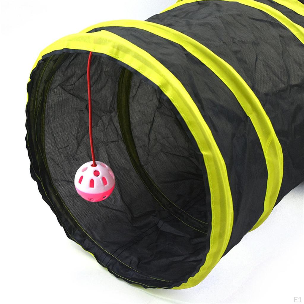 3 Way Cat Tunnel Tube Play Tent Tunnels with Toy Collapsible Cats Interactive Pet Crawl for