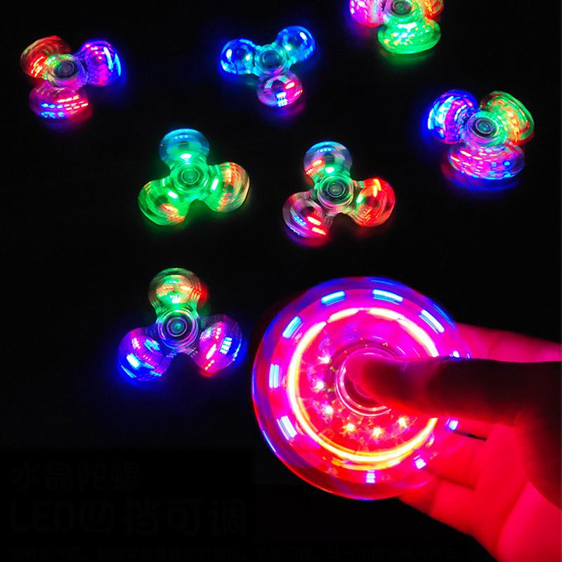 Crystal Luminous Fidget Spinner LED Light up Sensory Fidget Toys for Kids Adults ADHD Stress Anxiety Relief Toys Party Supplies