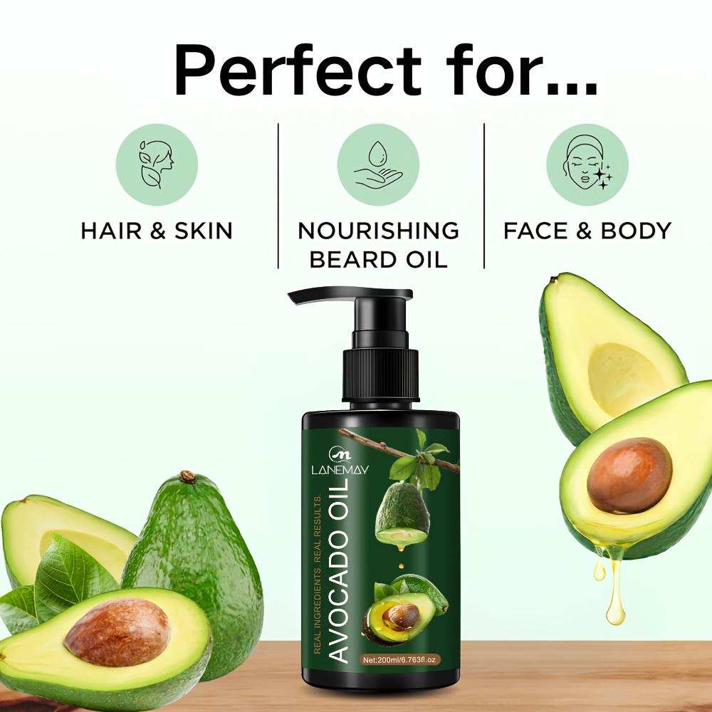 Avocado Oil Rich In Vitamins A and E - Moisturization and Hydration, Improved Skin Texture and Elasticity - Body Massage Oil for Skin & Hair