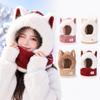 keep warm Women's Scarf Hat Thick Fluffy Hat Scarf Cute Ear Protection Hat  Winter