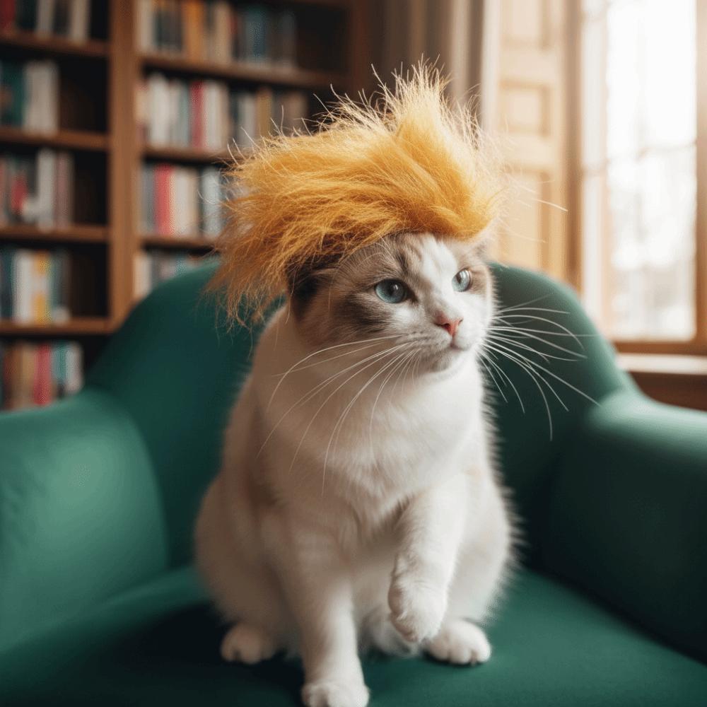 Auffällige Katze Gelbe Perücke Neuheit DIY Trimmen Haustier Cosplay Hut Verstellbare Polyester Katze Kopfschmuck Cosplay Event