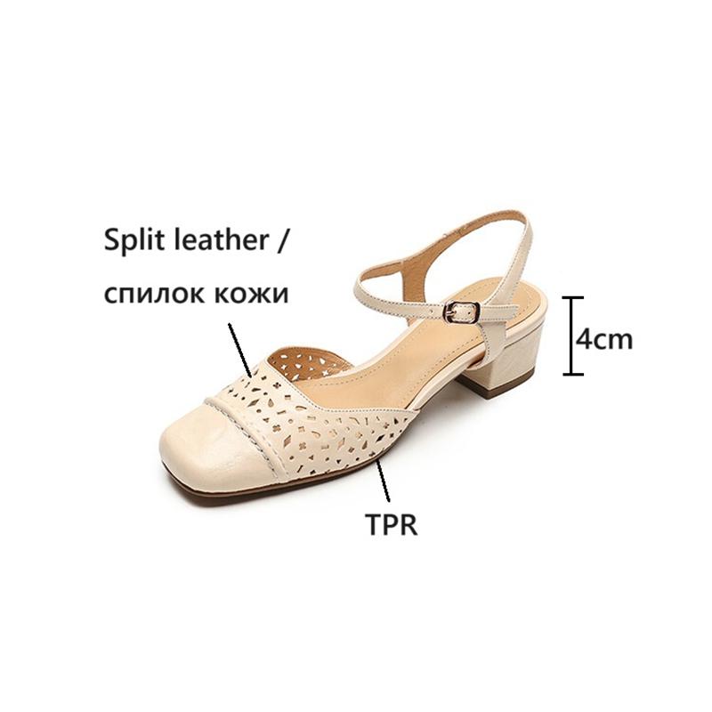 Móda NOVÉ Letní Dámské Sandály Semišové Boty pro Ženy Čtvercová Špička Robustní Podpatek Boty Elegantní Krytá Špička Nazouvací Duté Sandály