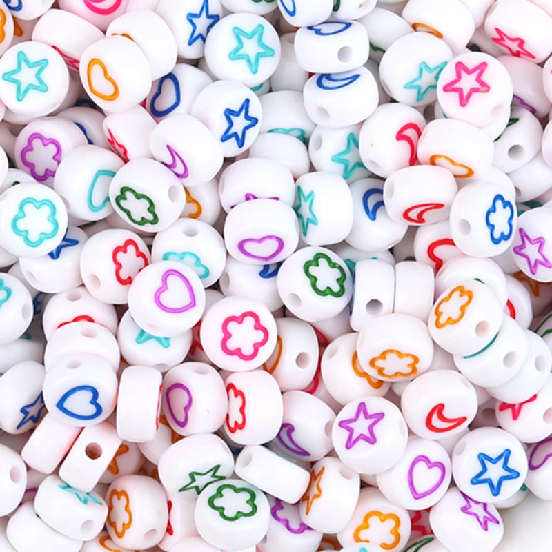 100Pcs Acrylic Flat Letter Beads Alphabet Round Smile Spacer Loose Bead For Diy Jewelry Bracelet Charm Supplies