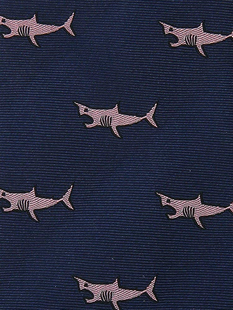 COLORATA Great White Shark Tie Navy Pink Small Pattern Silk Jacquard Animal Shark Polka Dots Animal Gift (145x8.5cm / & / / 100% / Weave) /