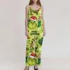 Women's Retro Casual Overalls with Novelty Print and Non-Adjustable Shoulder Straps