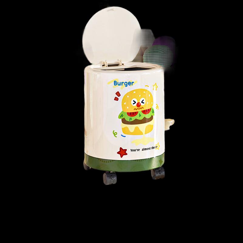 Nervous Burger Cartoon Double-Barrel Waste Bin