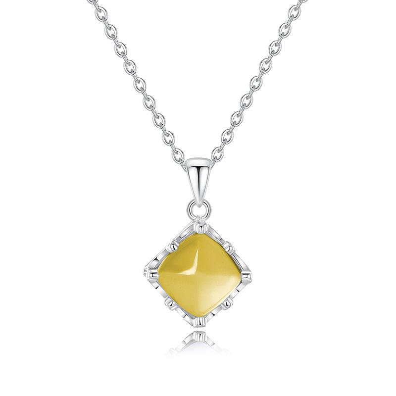 

Natural citrine sugar tower colored treasure pendant s925 sterling silver necklace European and American light luxury collarbone chain new jewelry set
