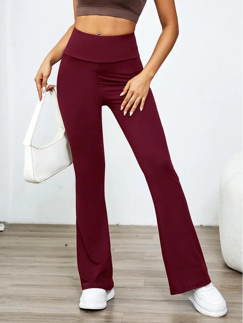 

High-Waist Nude Yoga Flared Pants - Women s Hip-Lifting Fitness Tights XXL