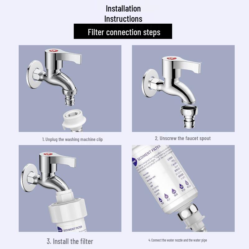 Universeller Haushaltswasserfilter für Dusche, Waschmaschine und Toiletten mit austauschbarem PP-Baumwollkern