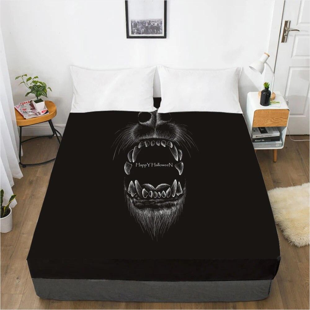 Mattress Cover Fitted Sheet With Elastic Band Bed Sheets Bedding Linens Queen King Size Bedsheet 90/150/160X200CM Black Horse