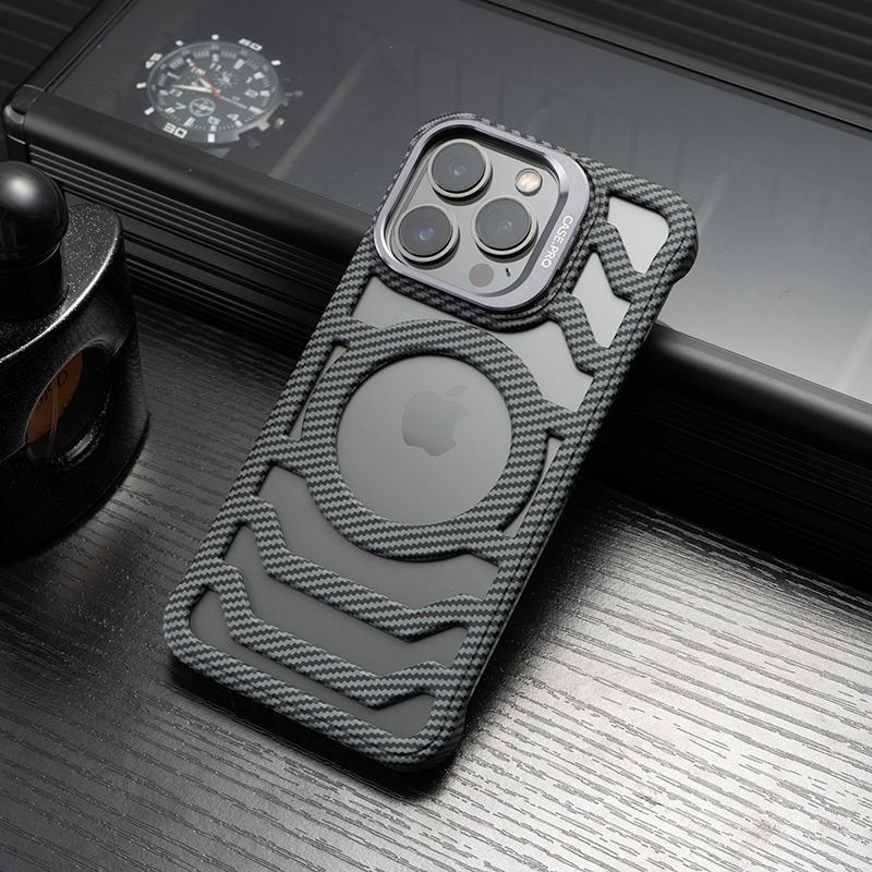 Suitable for Apple 15promax Phone Case, Carbon Fiber Texture Magnetic Attraction, IPhone14 Borderless, 13 Stand, 12 Drop Resistance