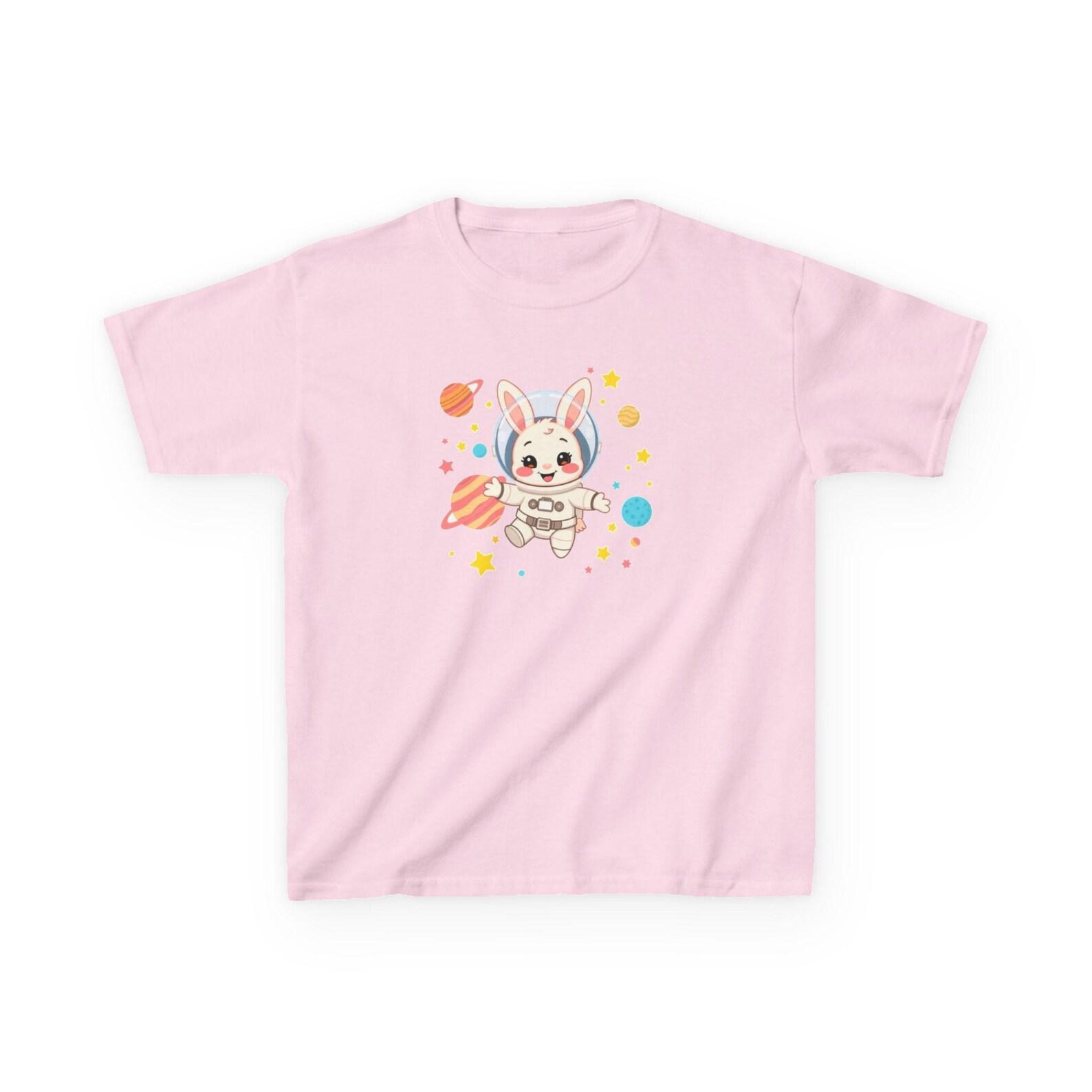 Astronaut Bunny Kids Tee | Cute Space Rabbit, Planets & Stars 120