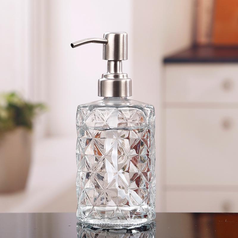 Elegant Oval Glass Pump Bottle for Shampoo, Shower Gel, Soap, and Hand Sanitizer