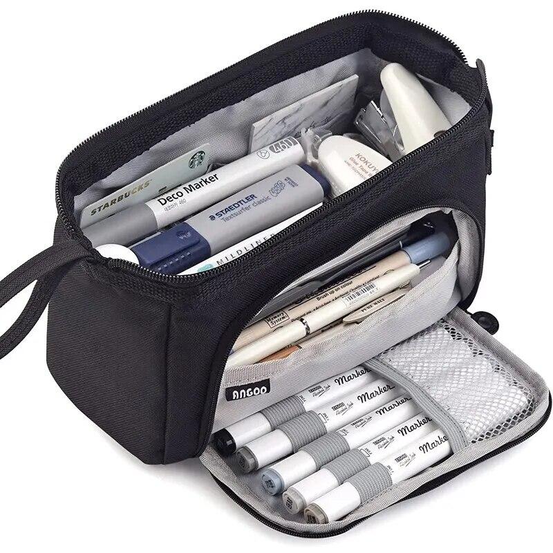 

Kawaii зеленый большой вместительный пенал, сумка для ручек, сумка для макияжа, студенческий канцелярский органайзер, школьные принадлежности чёрный