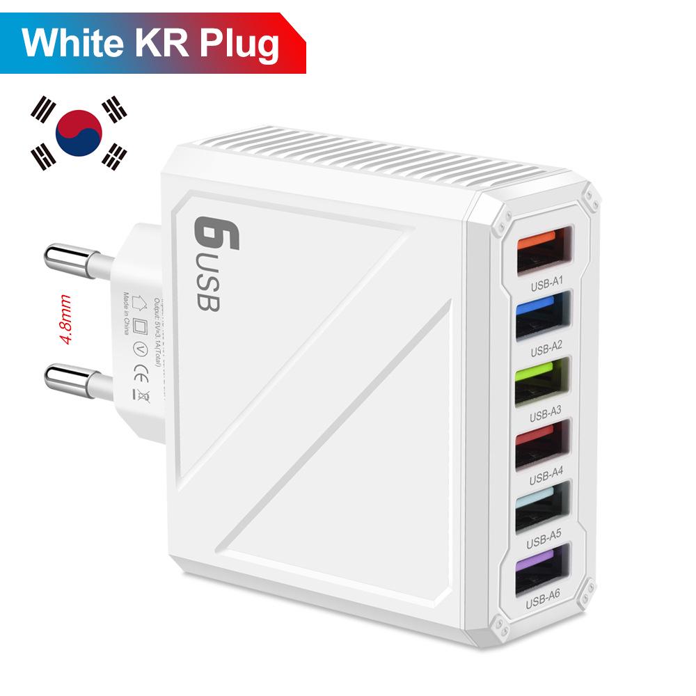 

Universal 6-Port USB Charger with European, American, British, and Korean Plugs