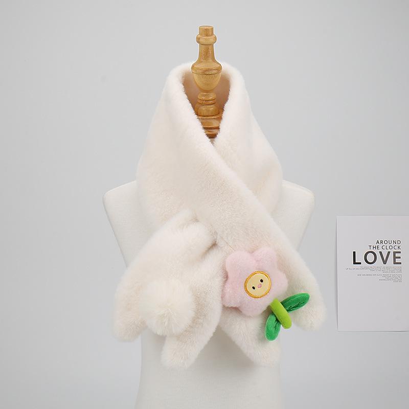 

Bear Scarf for Girls - Cute, Versatile White Plush Neck Warmer for Autumn/Winter 2025