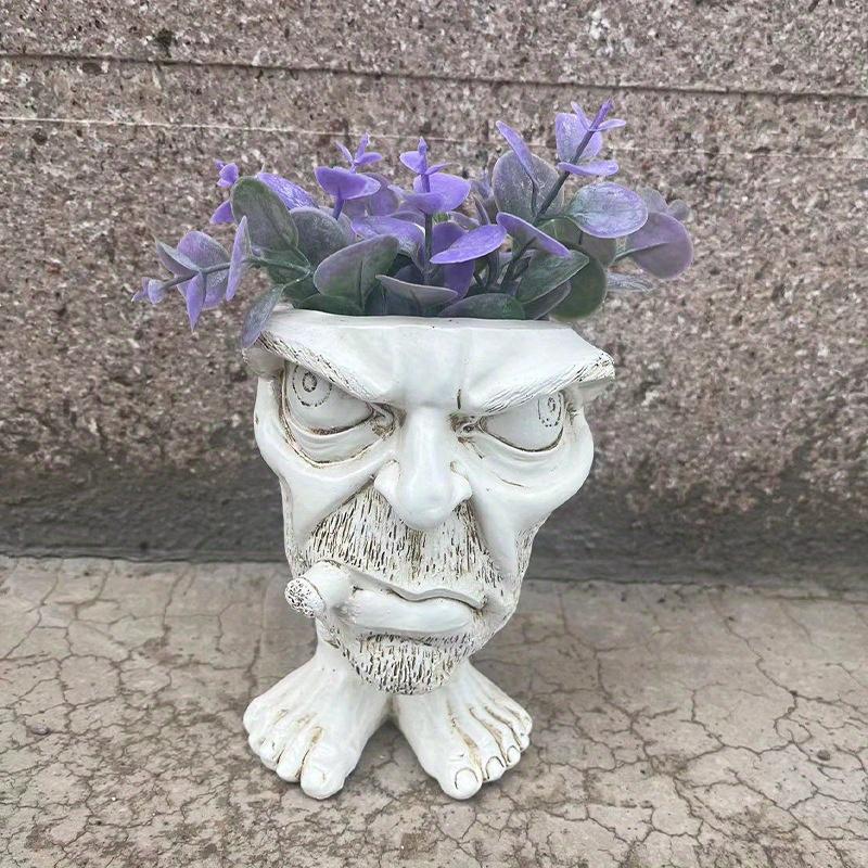 1pc Funny Face Resin Flower Pot, Suitable for Outdoor Courtyard Garden Terrace Decoration