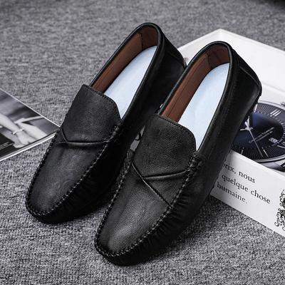 Leichte Leder Herren Freizeitschuhe Luxusmarke 2025 Herren Slipper Herren Mokassins Atmungsaktive Slipper Flats Schwarz Fahrschuhe