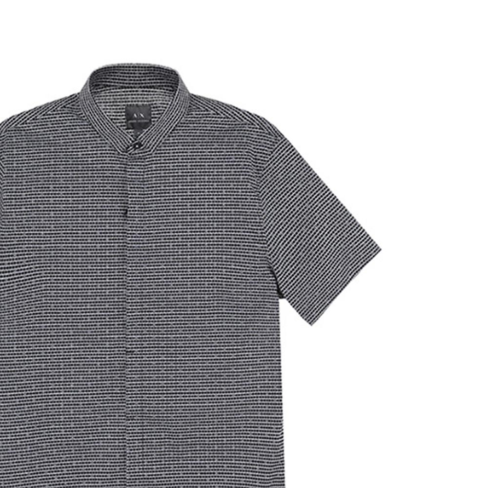 Armani Exchange SS23 Patterned Print Single-Breasted Short Sleeve Shirt Men shirts Black 3RZC04-ZNEAZ-02EG