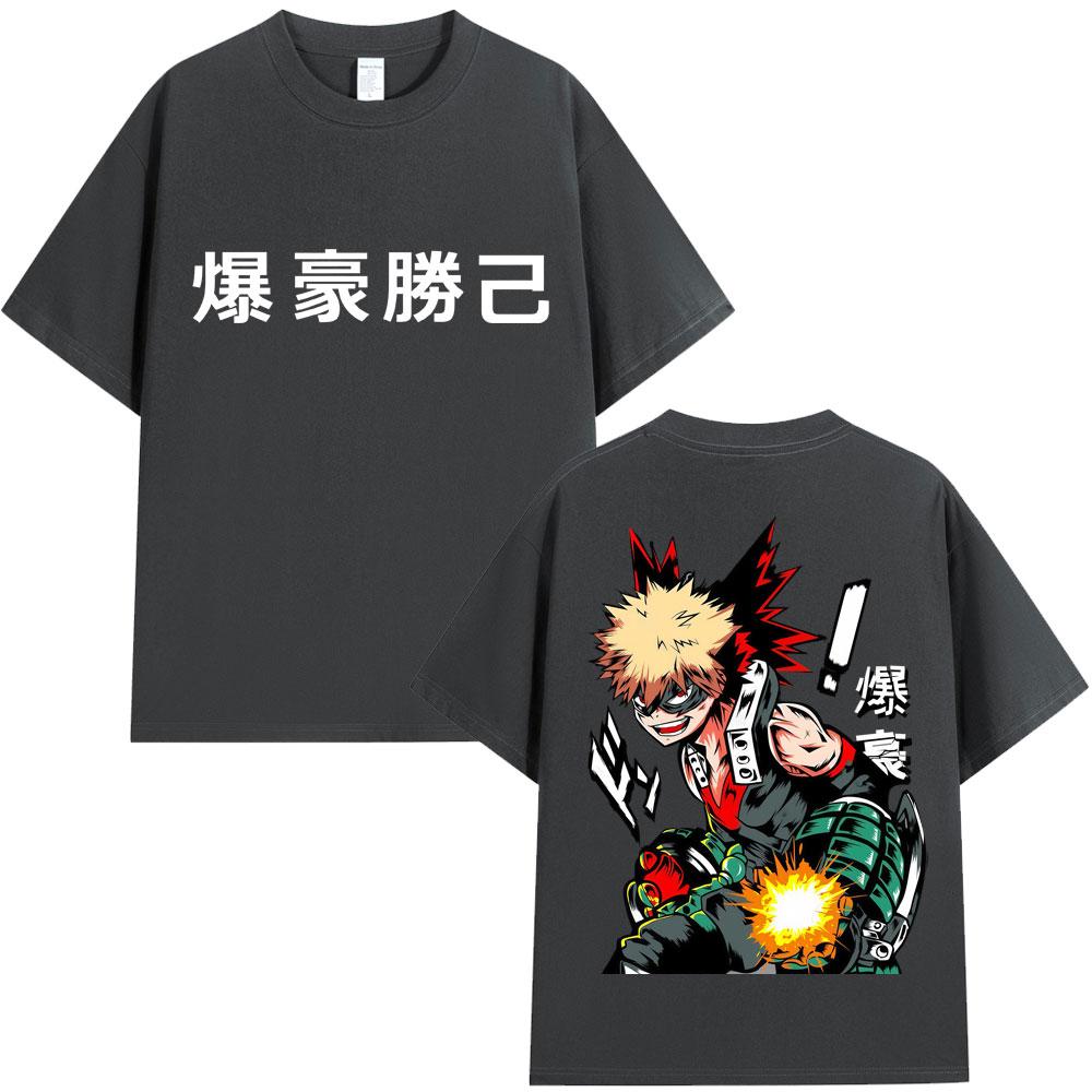 Anime My Hero Academia Katsuki Bakugo T-Shirts Men Women Vintage Manga High Quality T Shirt Loose Cotton Casual Tees