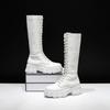 Aphixta 2025 Winter Shoes Women's Long High Boots White PU Leather Knee High Boots Female Lace Up Platform Botas Mujer