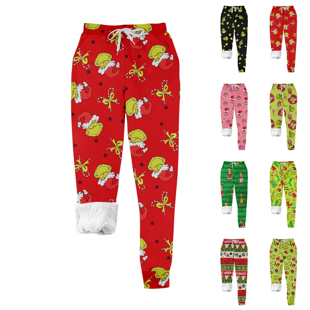 Women's Casual Fashion Home Print Velvet Sweatpants