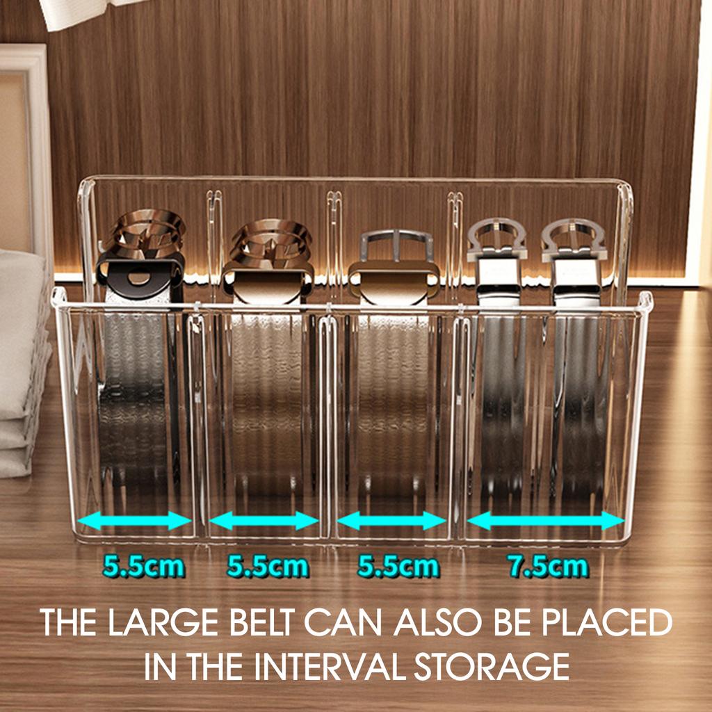 Belt Organizer Box Belt Storage Rack for Closet and Drawer Save Space Tie Jewelry and Belt Acrylic Display Case for Men Women
