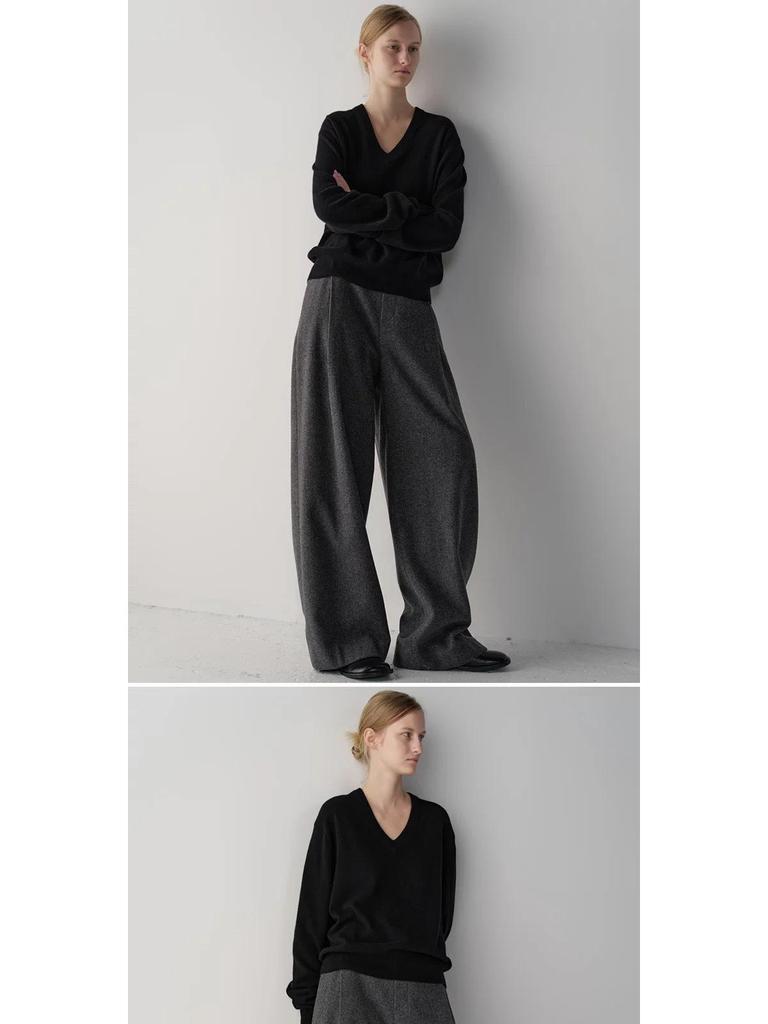 Façade Pattern High Waist Wide-Leg Casual Suit Pants for Women - Slimming, Floor-Length, Spring & Autumn Style