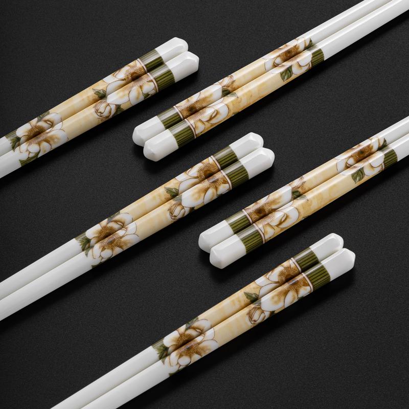 Camellia Ceramic ChopsticksHigh-grade Antibacterial and Anti-mould Chopsticks for Home UseNon-slip and Non-drop
