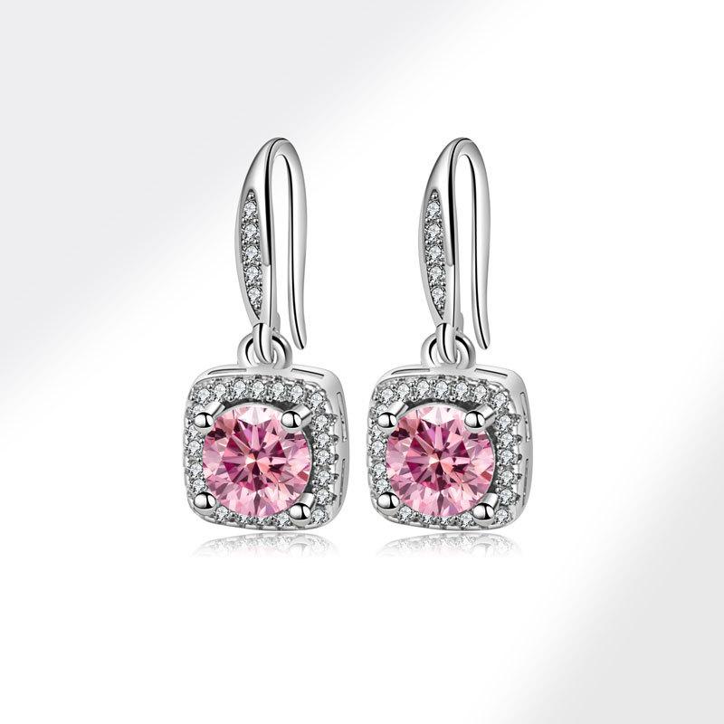 Elegante 1 Karat quadratische Ohrstecker für Damen Modischer Zargenfassung Ohrschmuck Schicke und zarte Accessoires