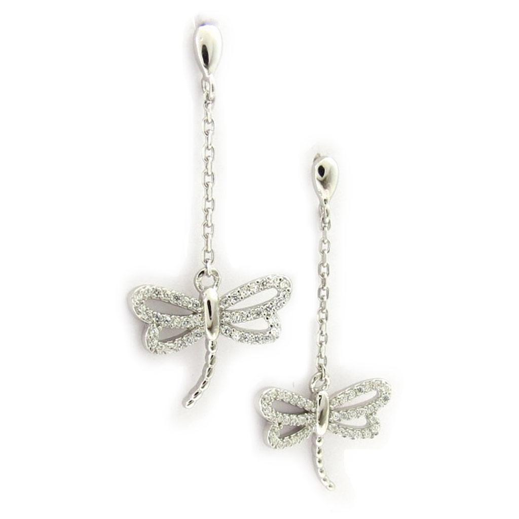 Les Trésors De Lily [K6670] - Silberohrringe 'Libellen' Silber weiß (rhodiniert) - 12x16 mm