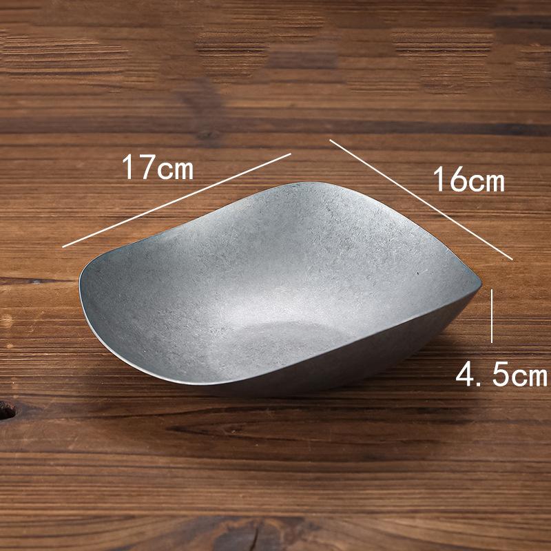 

Винтажная металлическая обеденная тарелка в индустриальном стиле из нержавеющей стали для кемпинга на открытом воздухе, блюда для западной кухни, французская тарелка для костей