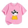 Kids Boys Girls Crew Neck Short Sleeve 100% Cotton T-Shirt Cute Cartoon Panda Printed Casual Soft Breathable Lightweight Pullover Tee for Daily Home O
