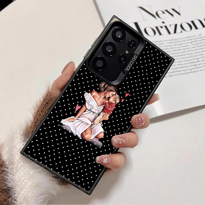 Mama Baby Mode Punkt Design Stoßfeste Handyhülle für Samsung Galaxy S26 Edge S25 Ultra S24 FE S23 Plus S21 Hülle Anti-Fall-Schutz