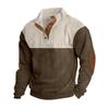 Herren Casual Corduroy Farbblock Kapuzenpullover mit Stehkragen und Knöpfen - Herbstkollektion 2025