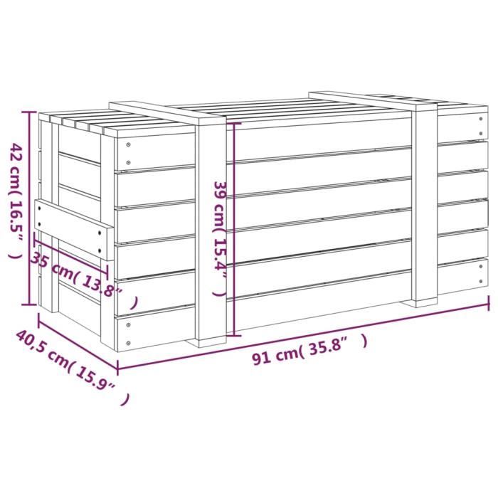 VidaXL Boîte de rangement Marron miel 91x40,5x42 cm Bois massif pin 825001
