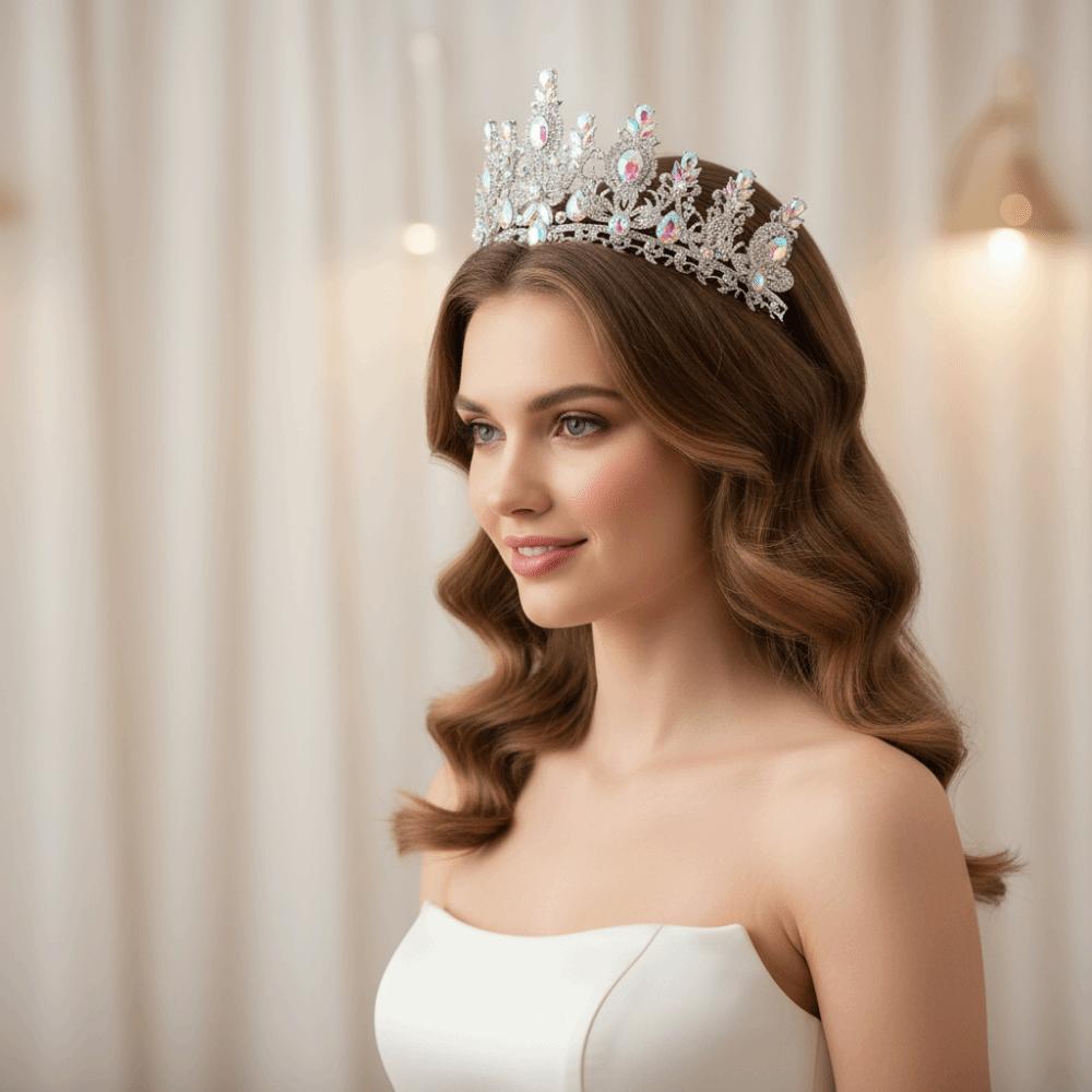 Handmade Crystal Crown Exquisite Baroque Headpiece Rhinestone Headband Bridal Tiara Bridesmaid