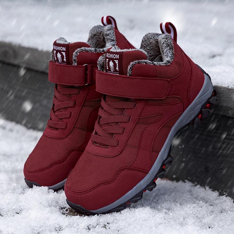 Autumn and winter new snow boots men and women middle-aged and elderly walking shoes high-top velvet cotton shoes couple cotton shoes
