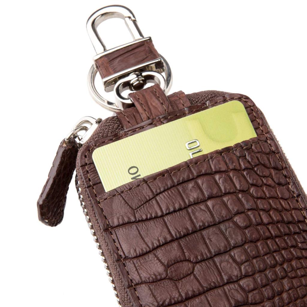 [Revetta] Crocodile Leather Smart Key Case, Brown, Genuine Leather, Matte Finish [083-2crk]