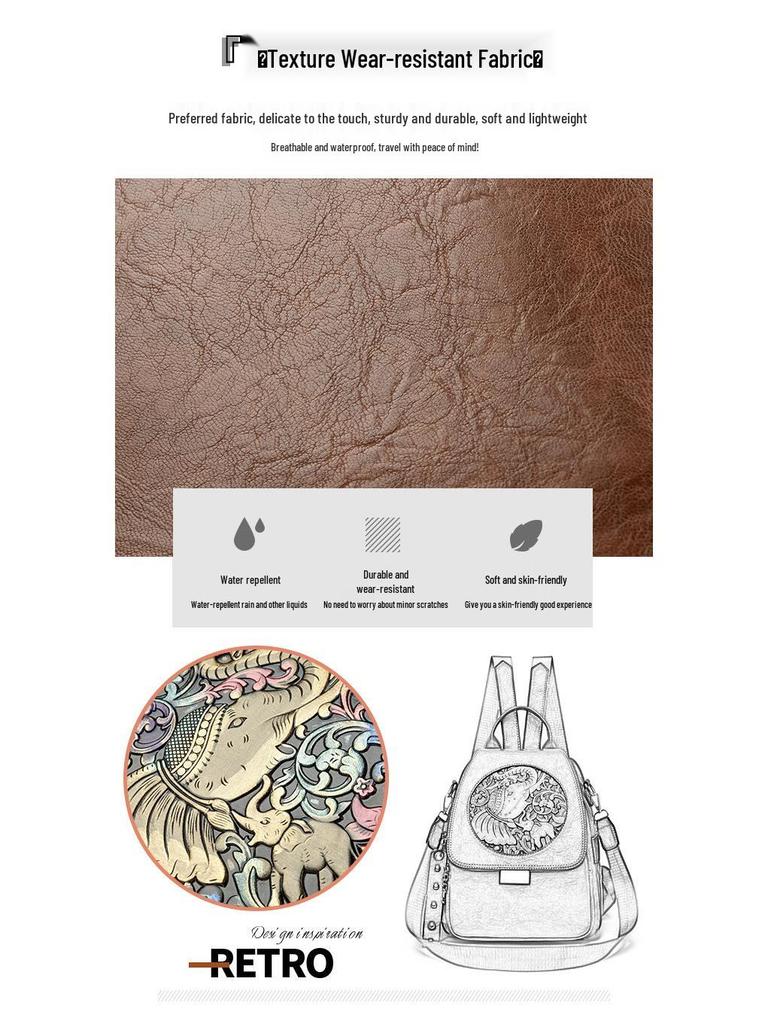 Women's Retro Leather Schoolbag - Versatile, Lightweight, High-Capacity Backpack