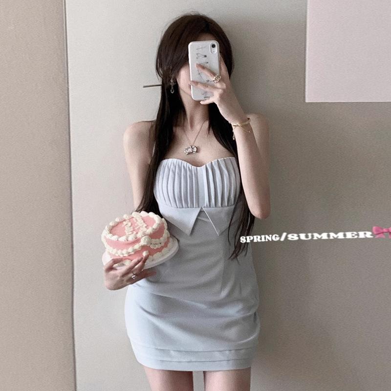 

Женское сексуальное платье-халтер с плиссировкой и вырезом-халтером L светло-синий