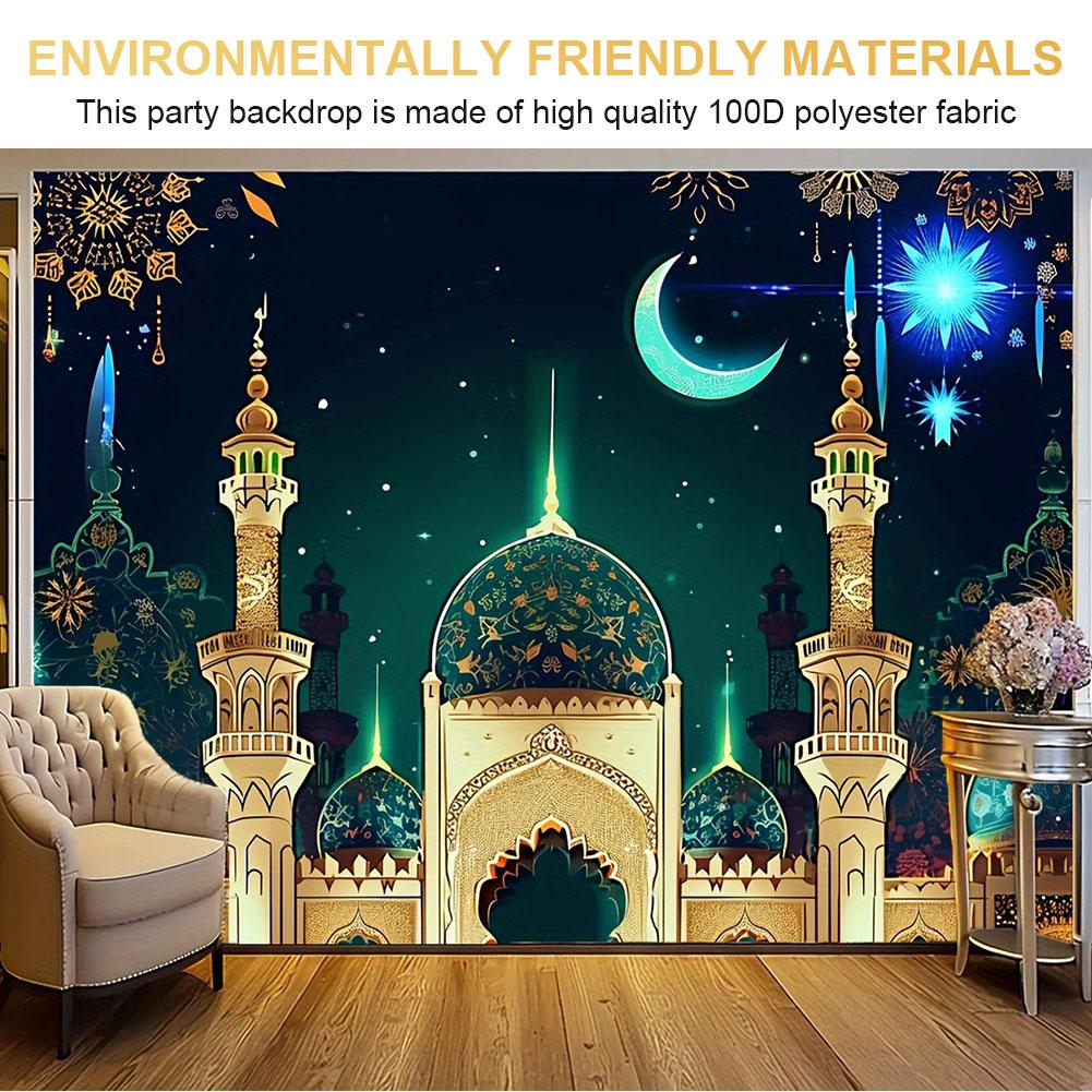 Eid Mubarak Backdrop Eid Mubarak Banner 70x90 Inch Eid Mubarak Background Islamic Eid Mubarak Ornament Ramadan Supplies