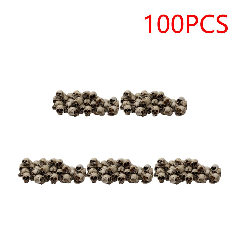 20-100PCS Mini Skull Model Collectable Halloween Skull Head Sculptures Decor Festival Theme Landscape Garden Potted Plant Decor