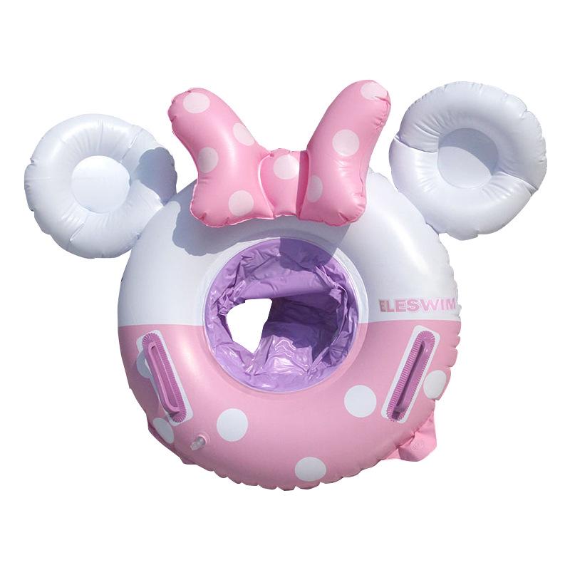 Pink Bow 3D Baby Inflatable Swim Ring with Handle and Seat